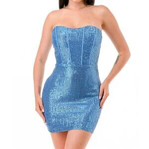 NEW LOVESOME sequin frenzy dress in blue